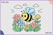 Flying Bee Flower Garden Vector SVG, an Animal Illustration by Gfx Expert Team (Thumbnail 2 of 3)