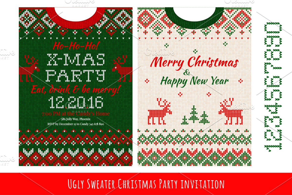 Ugly Sweater Х-mas Party Invite (#3), a Card Template by VasilkovS