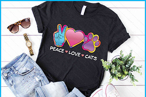 Peace Love Cats Cute Kitten SVG, an Object Graphic by Creativeusart