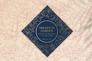 Мagnolia garden. Floral Line Art