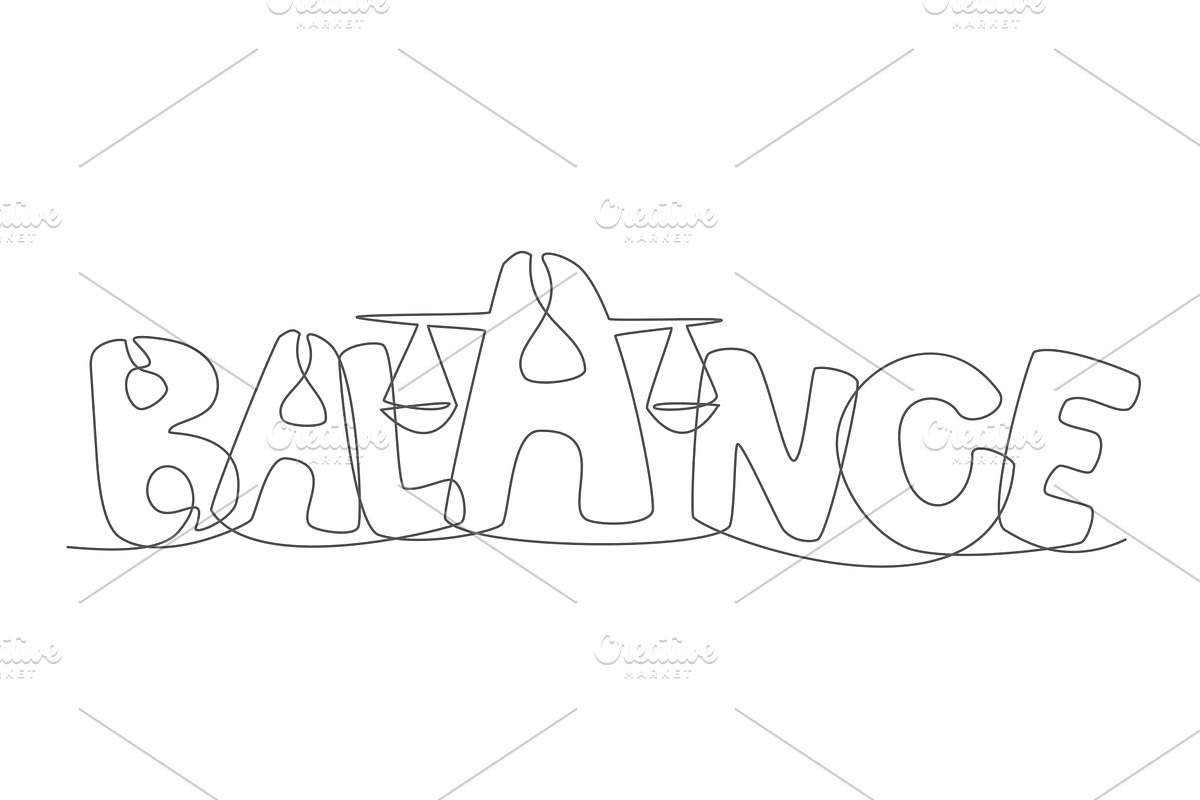 Balance One line drawing on white, an Object Graphic by IhorZigor