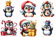 Christmas Funny Penguin Clipart, an Illustration by OK Design (Thumbnail 2 of 5)