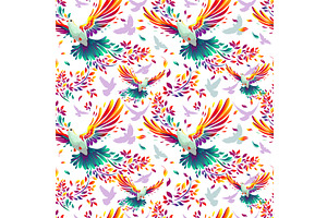 The colorful bird of peace, the dove, an Animal Illustration by Nenahliadava Design