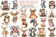 Watercolor Boho Woodland Animal Clip, an Illustration by Watercolor design (Thumbnail 1 of 12)