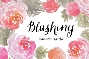 Blushing Watercolor Peony Clip Art