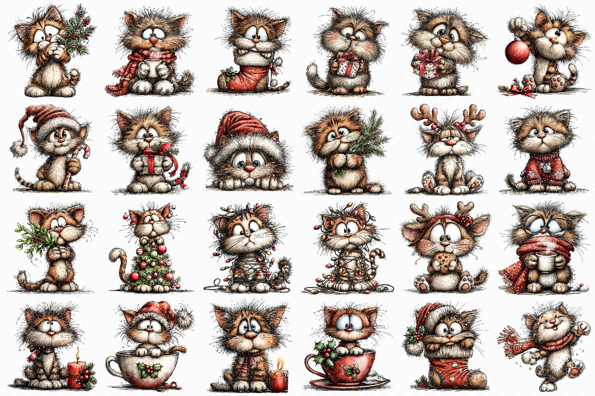Whimsical Funny Silly Holiday Cats, an Illustration by Libby Wishes (Photo 6 of 7)