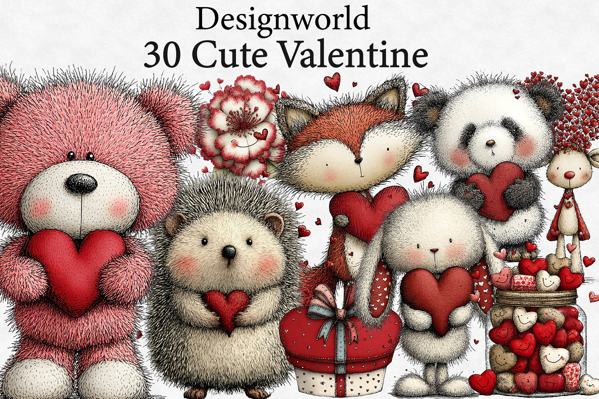 cute Valentine clipart, an Illustration by Designworld (Photo 1 of 6)