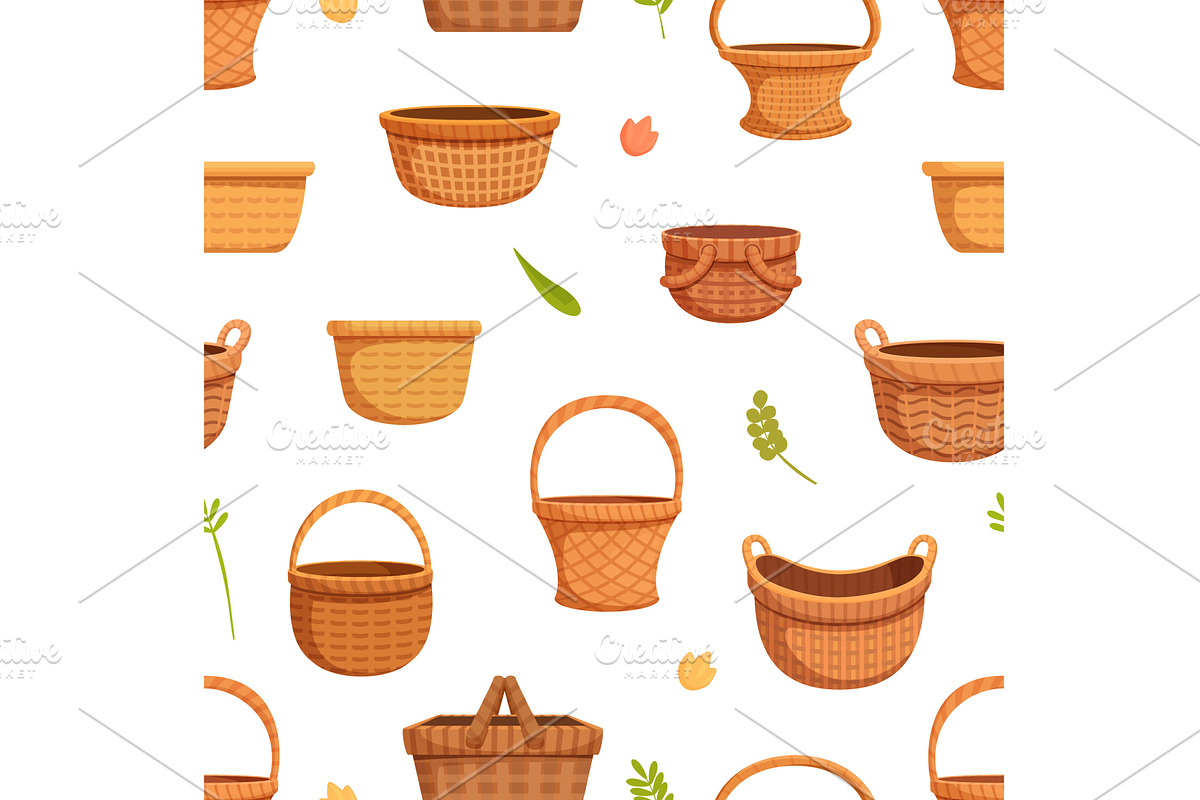 Wicker basket seamless pattern, an Illustration by Valerie Bodnar
