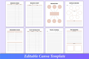 Editable Travel Planner Bundle Canva