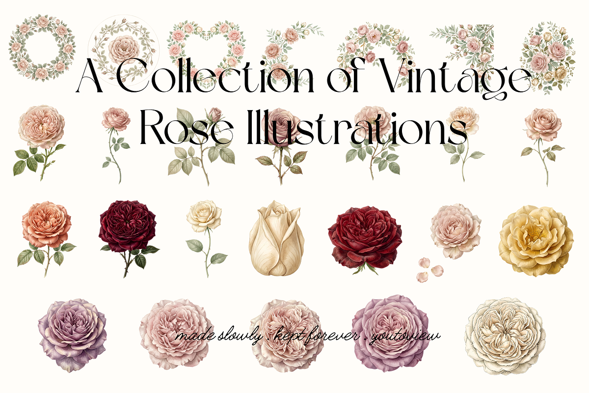 Vintage Rose Botanical Illustrations, a Decorative Illustration by youtoview (Photo 6 of 20)