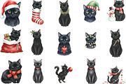 Whimsical Christmas Black Cats, an Illustration by Designking (Thumbnail 3 of 5)