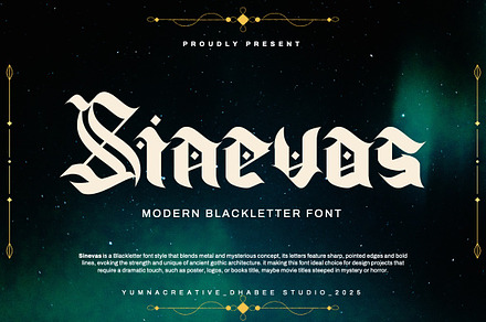 Sinevas - Modern Blackletter Font, a Blackletter Font by Dhabee