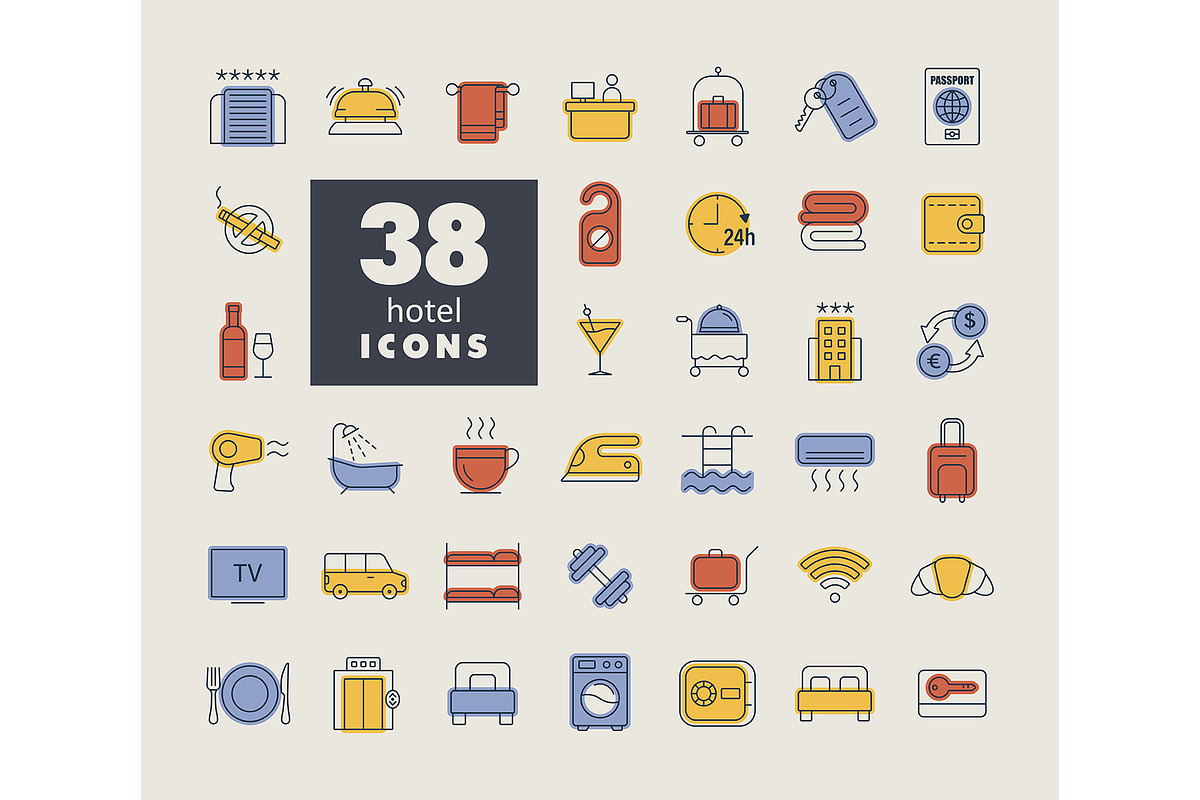 38 Hotel vector icons, an Icon by Nasik-Nosik