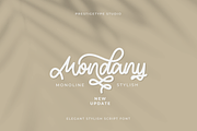 Mondany Monoline Font (Updated!), a Script Font by Prestigetype (Thumbnail 1 of 6)