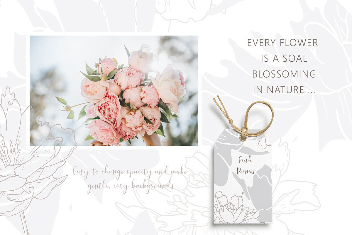 Peony Flower outlines & patterns, a Pattern Graphic by Jermolina Mockups (Photo 6 of 7)