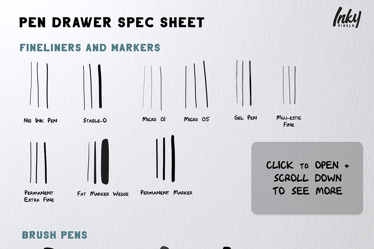 Pen Drawer Procreate Brush Set, a Brush Add-On by Inky Pixels (Photo 7 of 7)