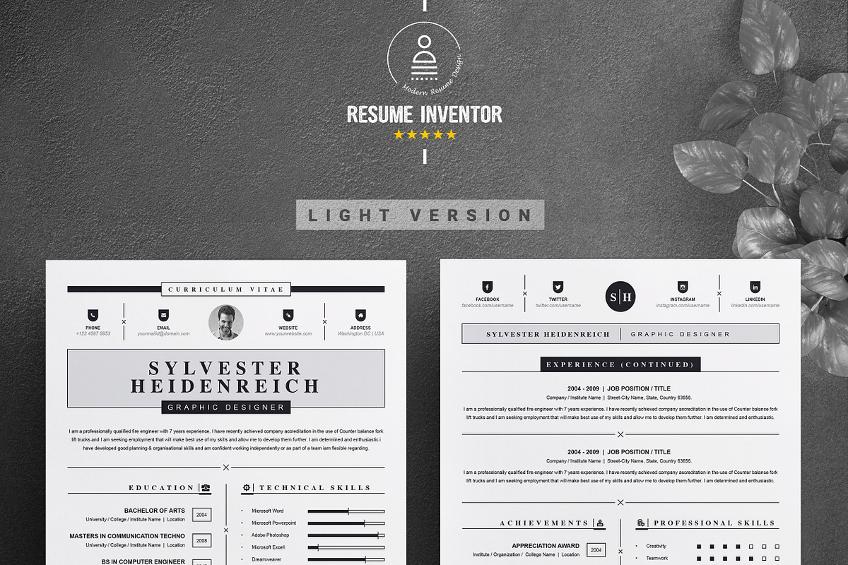 Modern Resume Template for Word, a Resume Template by ResumeInventor