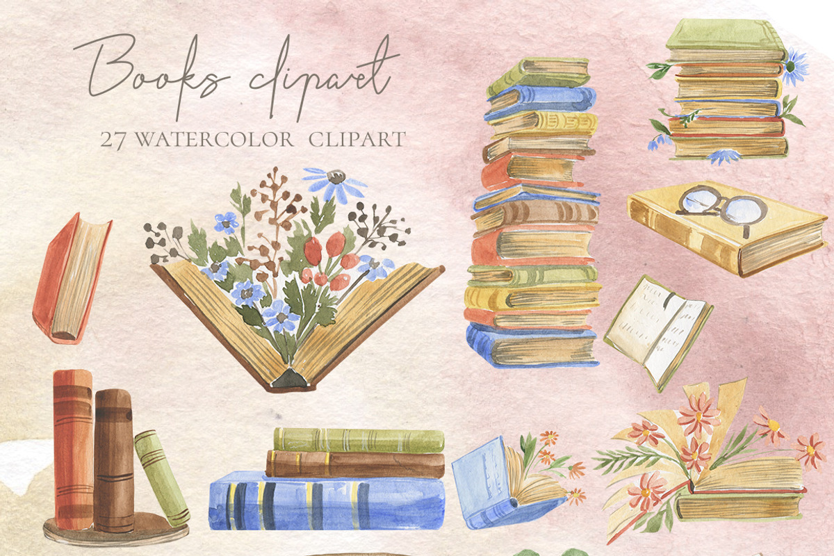 Books clipart, an Illustration by Love Watercolor Store (Photo 2 of 5)