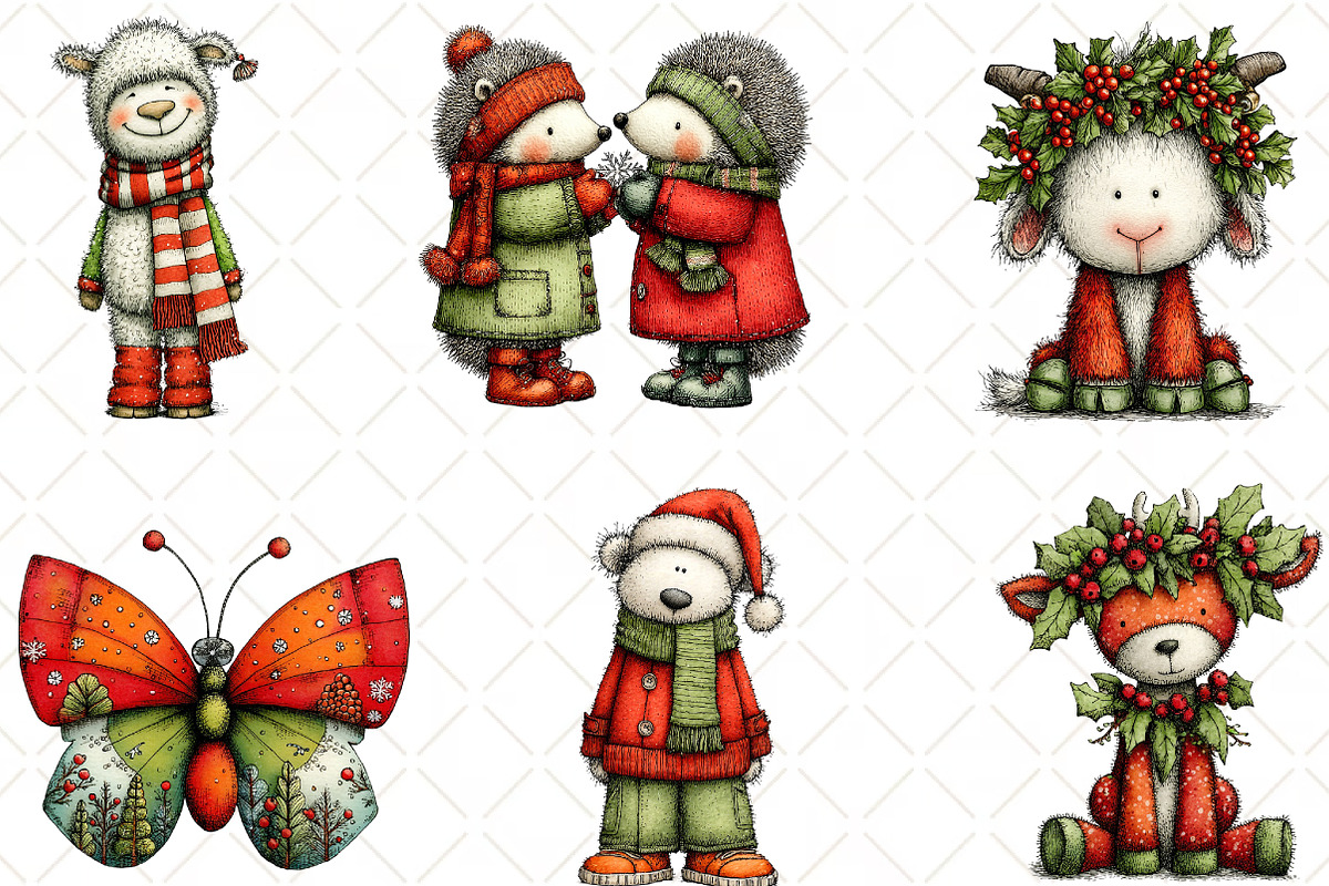Whimsical Christmas Animal Clipart, an Illustration by Black Bird Studio (Photo 4 of 6)