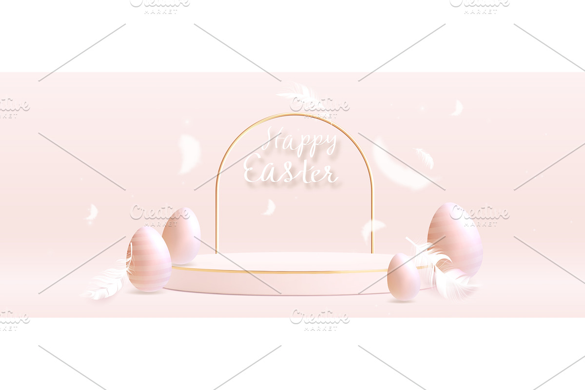 Golden arch podium and Easter eggs, an Illustration by art PVP - market