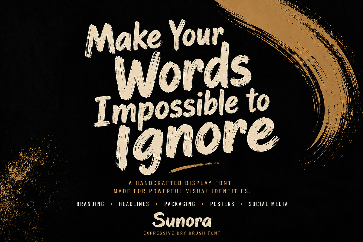 Sunora – Dry Brush Display Font, a Script Font by Wow Magic (Photo 4 of 4)