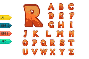 Red stone game alphabet., a Serif Font by julia_musdotter