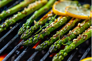 Grilled asparagus with lemon slices, a Nature Photo by Lermont51