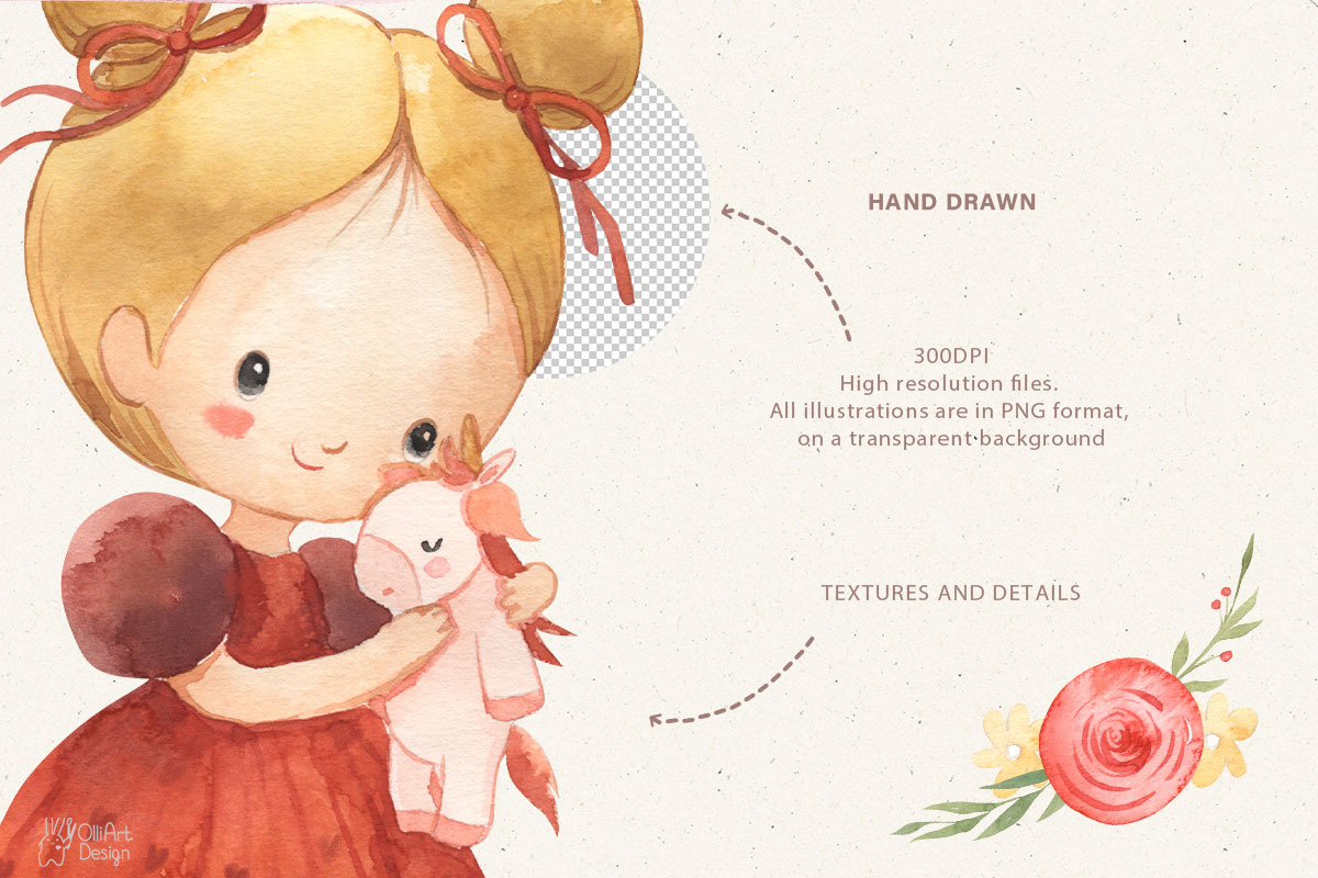 GIRL- GIRL. Watercolor clipart, a Person Illustration by OlliArtDesign (Photo 4 of 5)