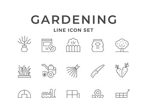 Set line icons of gardening, an Outline Icon by motorama