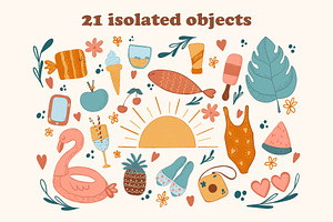 Summer Collection Clipart, Hand-draw