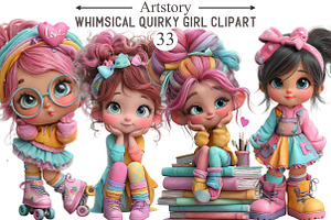 Whimsical Quirky Girl Clipart, an Illustration by designcity5