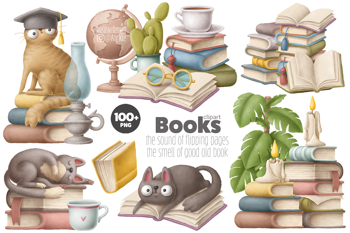 Books clipart bundle, an Education Illustration by Anastasiya Klempach (Photo 1 of 14)