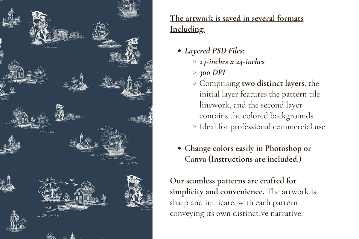 Refined Pirate Toile de Jouy Print, a Background Graphic by Hughes Studio (Photo 5 of 8)