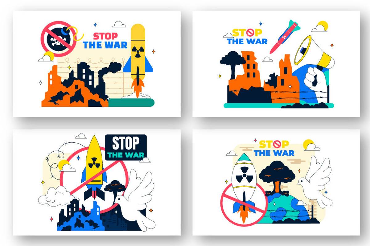10 Stop The War Peace Illustration, an Object Illustration by denayunebgt (Photo 3 of 4)