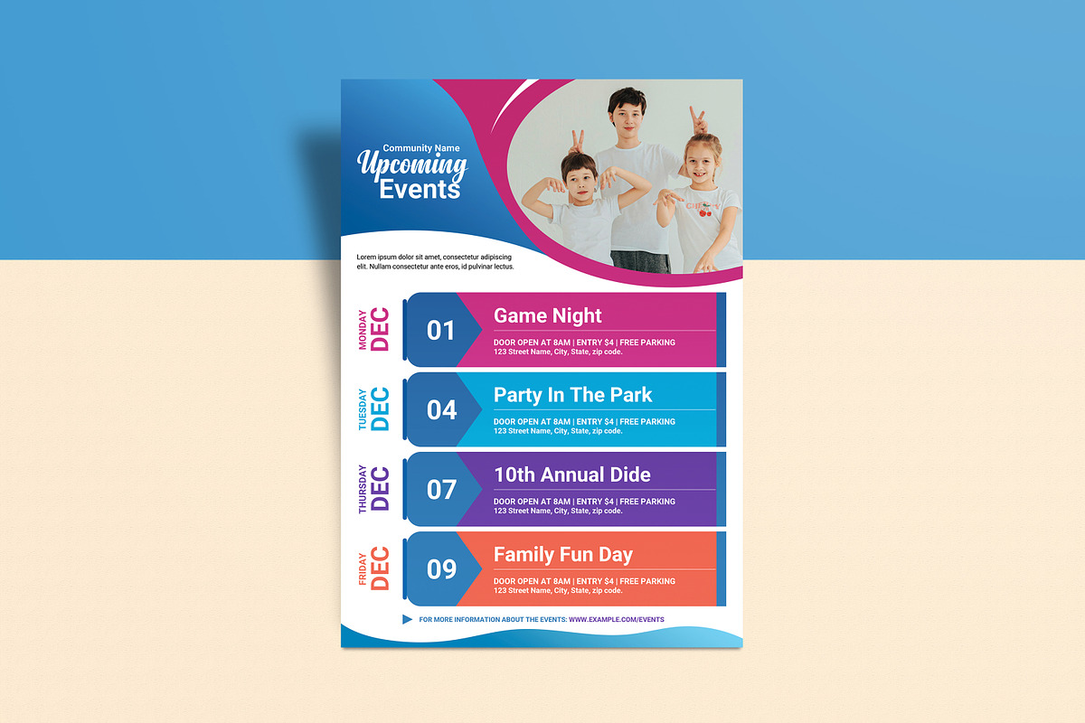Upcoming Events Schedule Flyer, a Flyer Template by Template Shop (Photo 3 of 5)