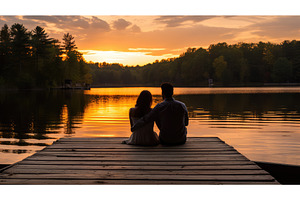 nature couple on lake ai generated, a Nature Photo by pikepicture