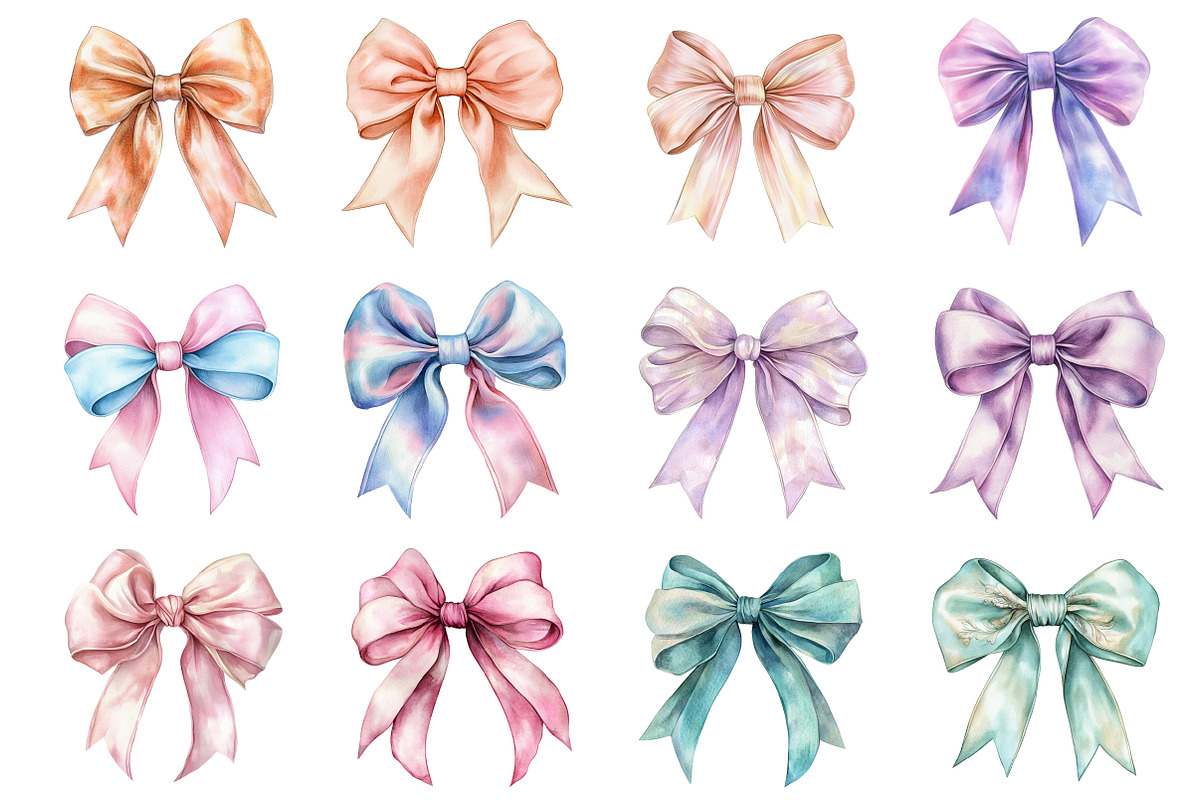 Girly Pastel Bows Clipart, an Illustration by Design Market (Photo 2 of 5)