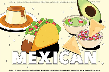 Fun Mexican Food Vector Illustration