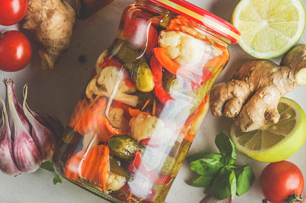 Preserve jar with pickled vegetables, a Food & Drink Photo by VICUSCHKA