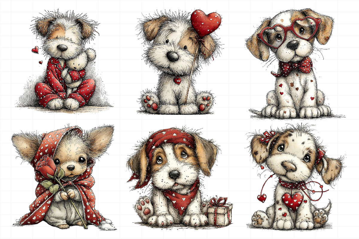 Whimsical Valentine Dog Clipart, an Illustration by Daily.Designs (Photo 4 of 7)