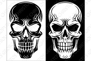 Human Skull Cartoon Illustration, an Illustration by Christos Georghiou
