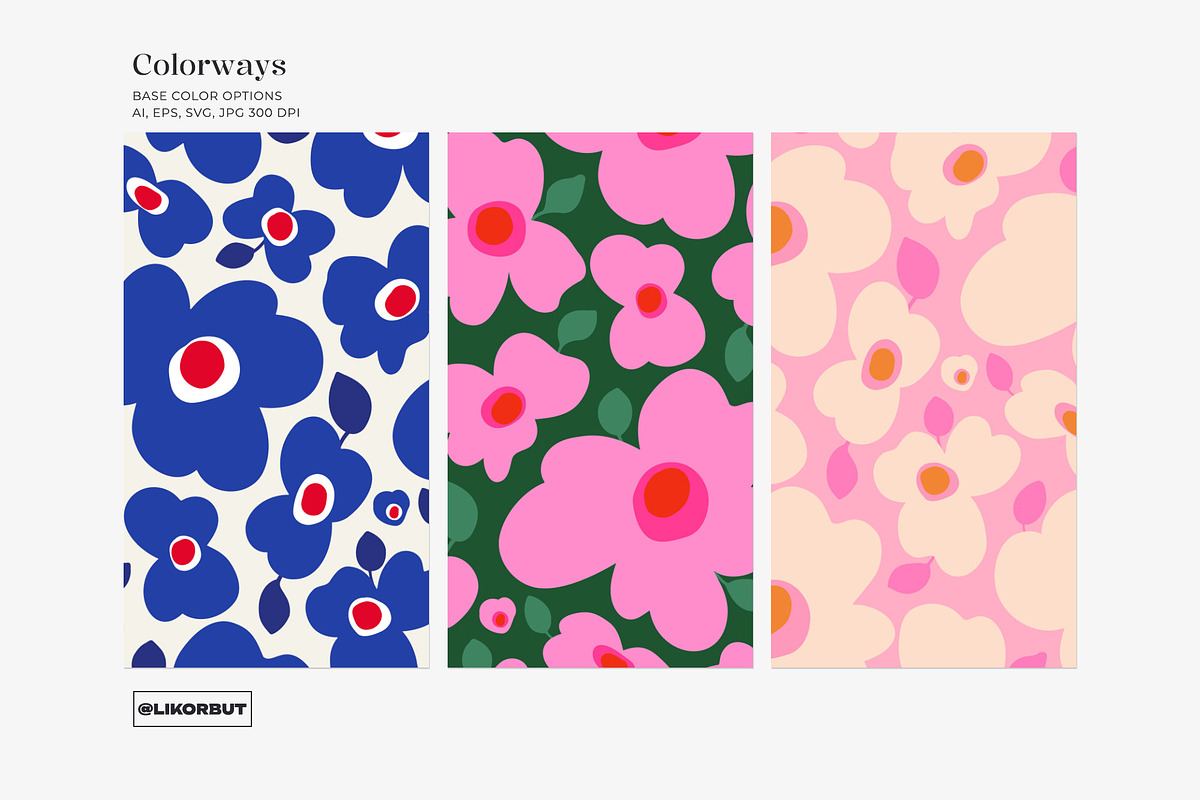 Bold Modern Abstract Floral Pattern, a Pattern Graphic by likorbut (Photo 7 of 11)