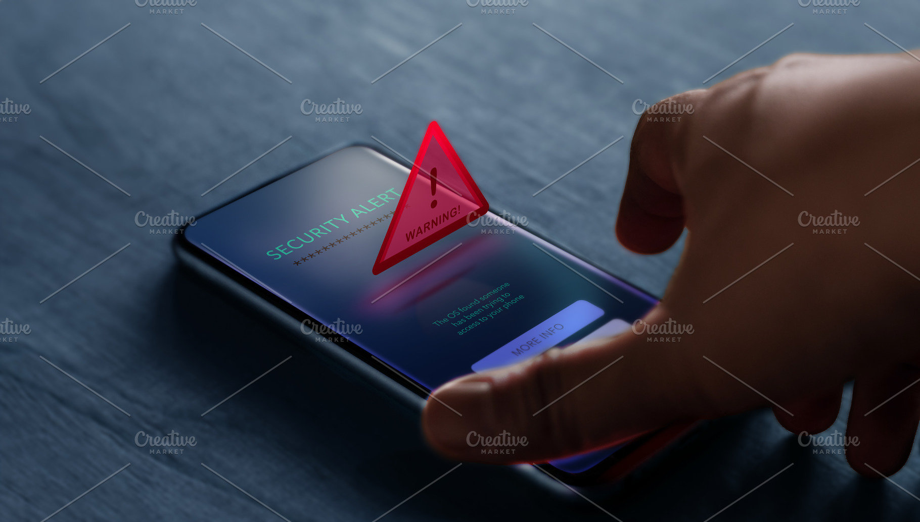 A smartphone displays a cybersecurity alert, highlighting risks, a Photo by salmon.black