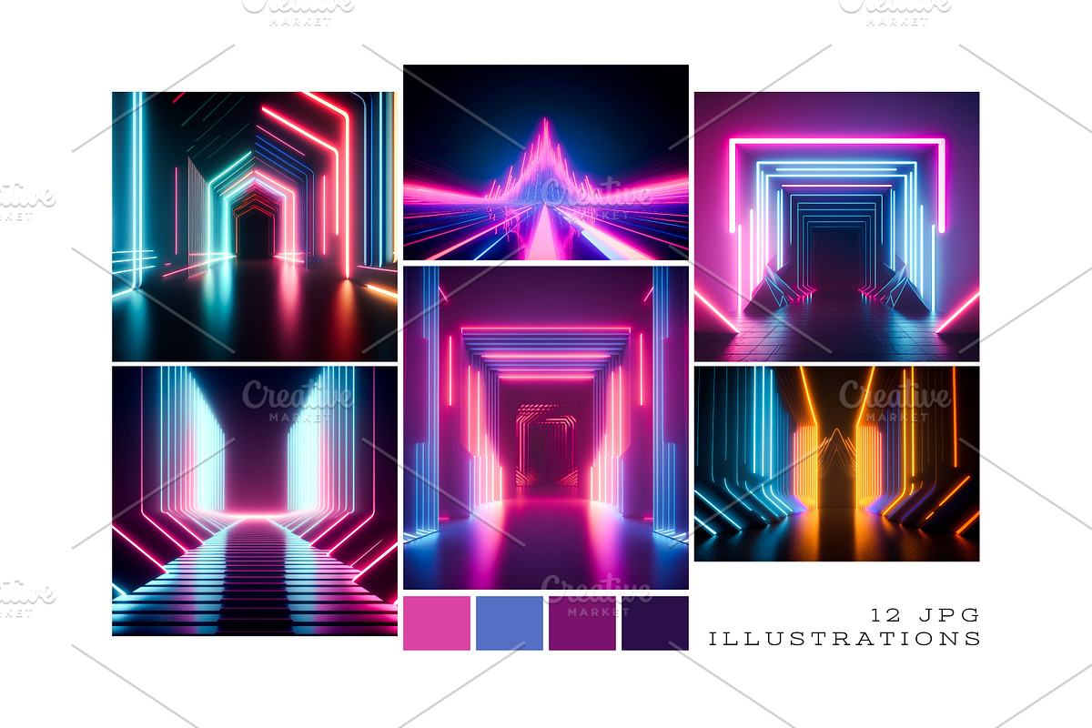 Retro-futuristic synthwave backdrops, a Background Graphic by liravega (Photo 1 of 2)