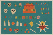 Dia De Los Muertos graphic retro set, a Seasonal Illustration by Paper Cherry (Thumbnail 7 of 16)