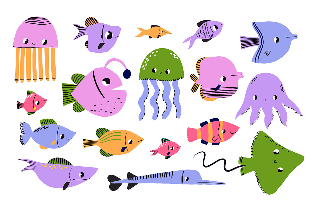 Cute Mediterranean Sea Life Clipart, a Seasonal Illustration by the_myro (Photo 1 of 6)