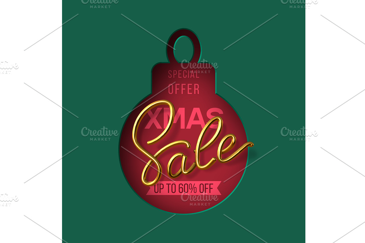 Vector 3D Christmas sale banner, an Object Illustration by Liudmyla Matviiets