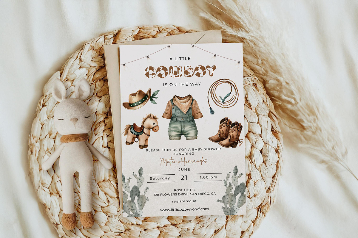 Editable Cowboy Baby Shower Invite, an Invitation Template by LucaTheme (Photo 2 of 5)