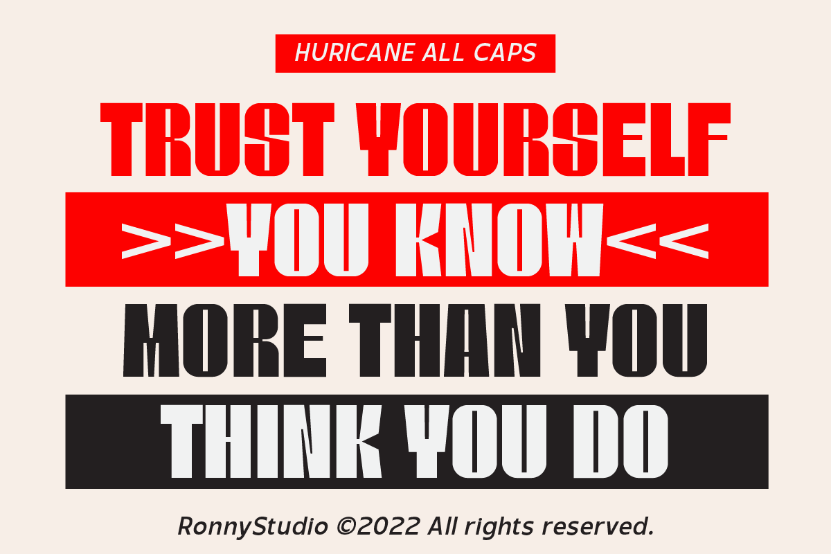 Huricane Sans Bold Display Font, a Sans Serif Font by Ronny Studio (Photo 7 of 10)