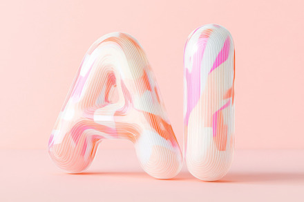 Multicolored shapes forming word AI on soft pastel background, a Photo by Dvoevnore photos